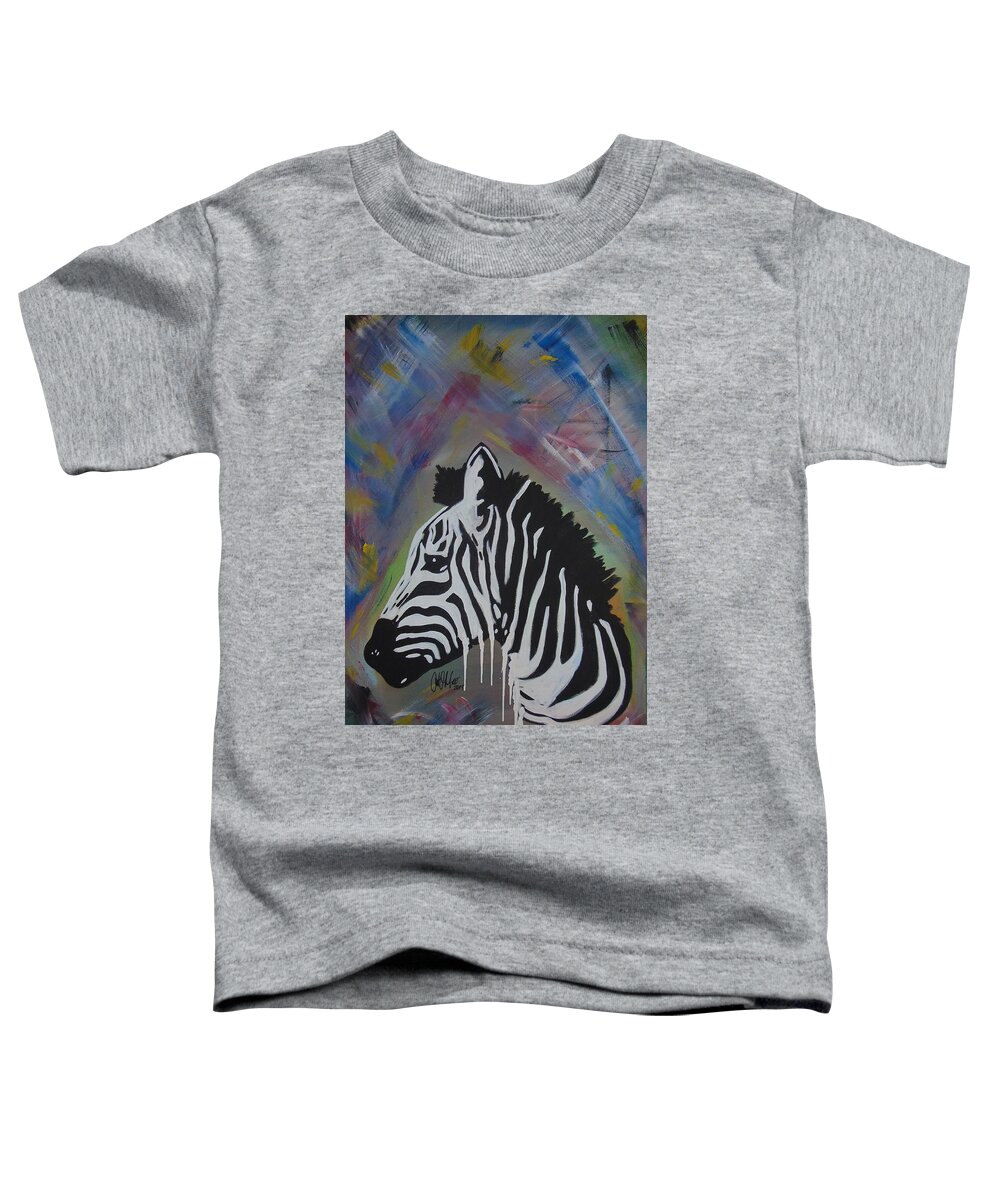Zebra Toddler T-Shirt featuring the painting Zebra Drip by Antonio Moore