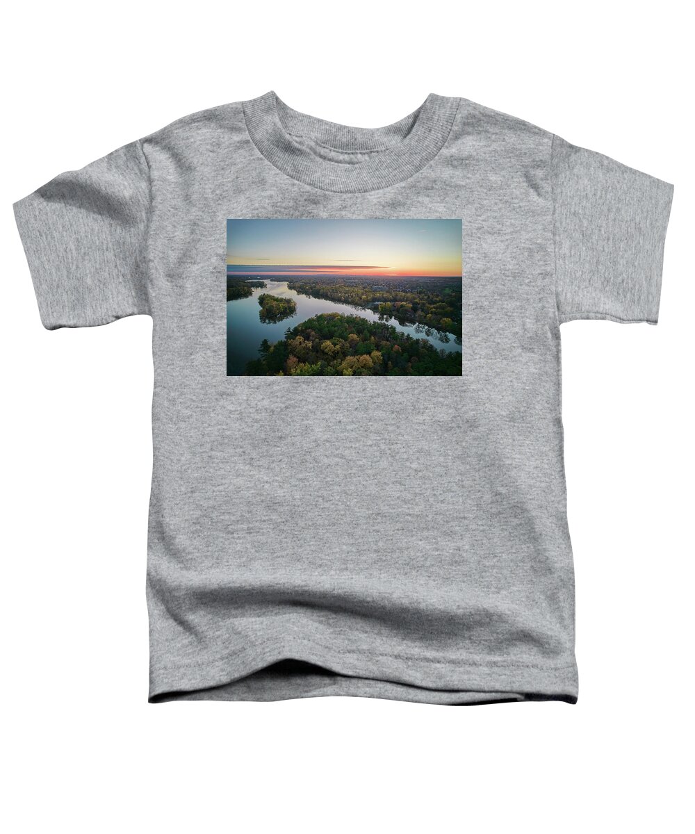 Drone Toddler T-Shirt featuring the photograph Areal Sunset on the MilleIles river #1 by Carl Marceau