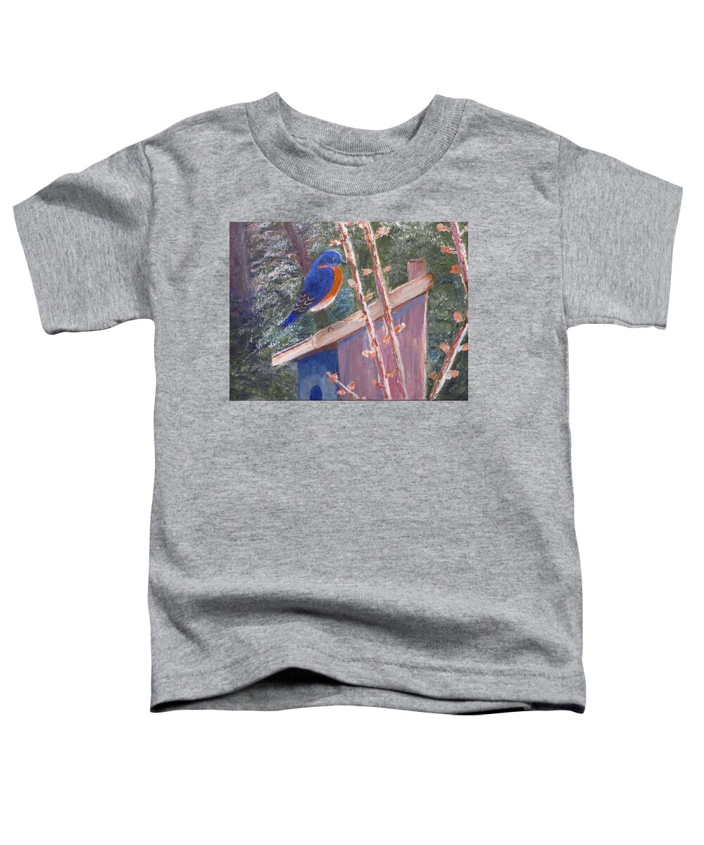 Bluebird Toddler T-Shirt featuring the painting Early Spring by Alice Faber