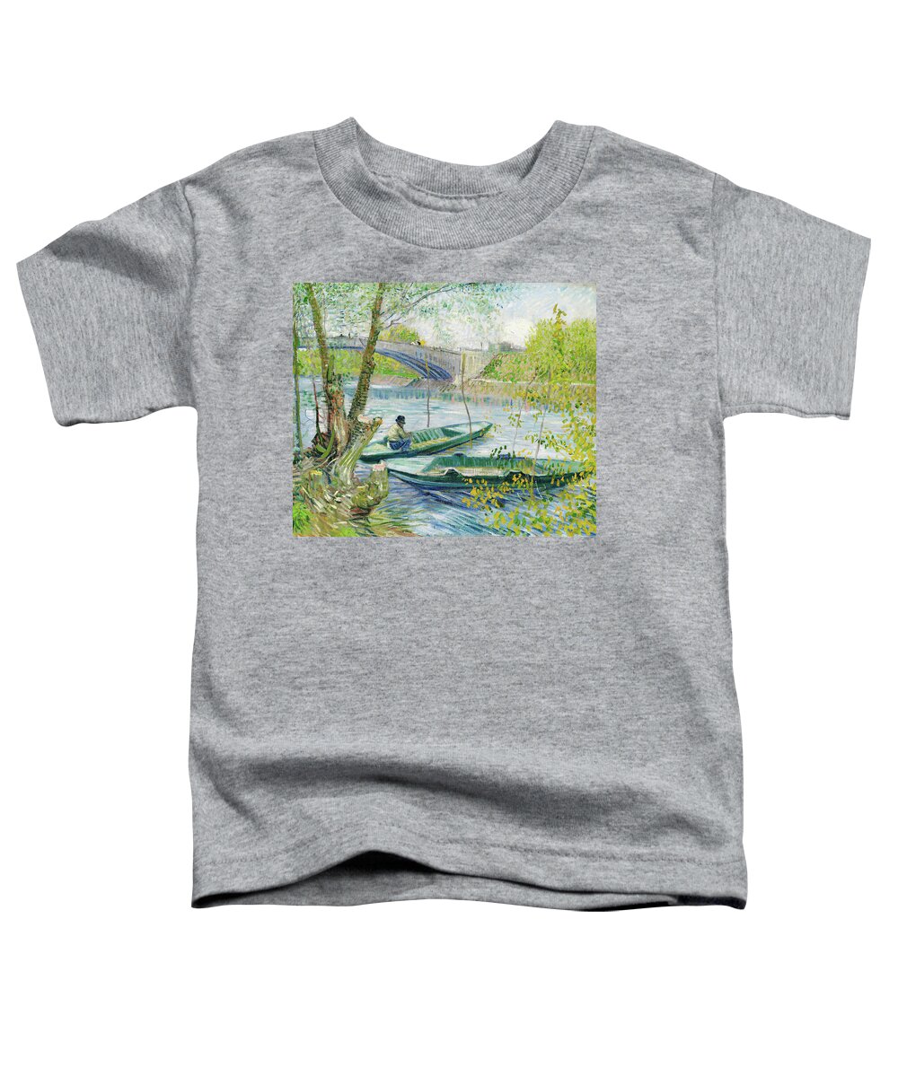 Vincent Van Gogh Toddler T-Shirt featuring the painting Fishing in Spring. #1 by Vincent Van Gogh