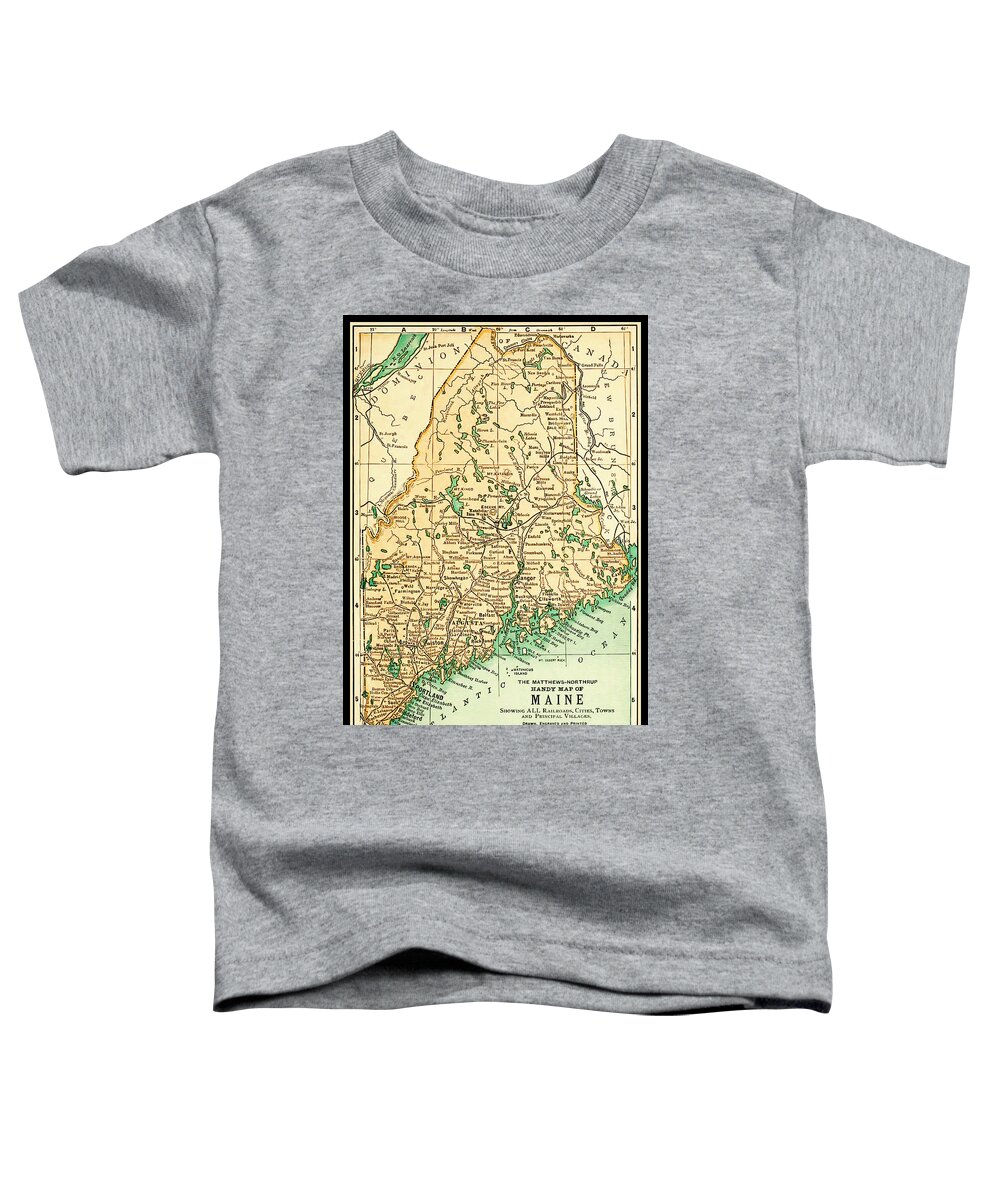 Maine Toddler T-Shirt featuring the photograph Maine Antique Map 1891 #1 by Phil Cardamone