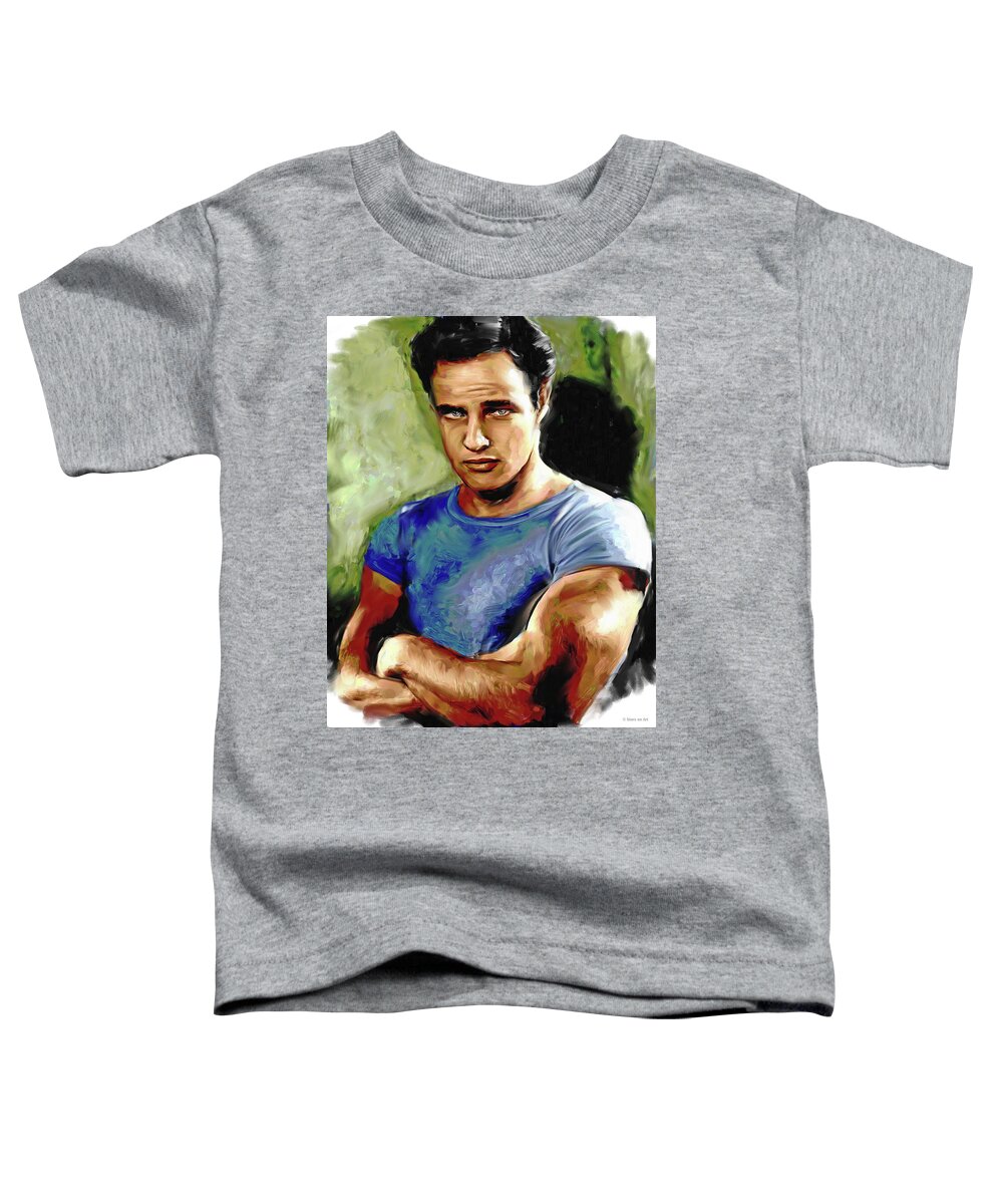Marlon Brando Toddler T-Shirt featuring the painting Marlon Brando #2 by Movie World Posters