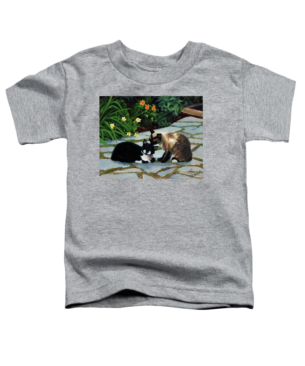 Cats Toddler T-Shirt featuring the painting Nikki and Oreo #1 by Alice Leggett