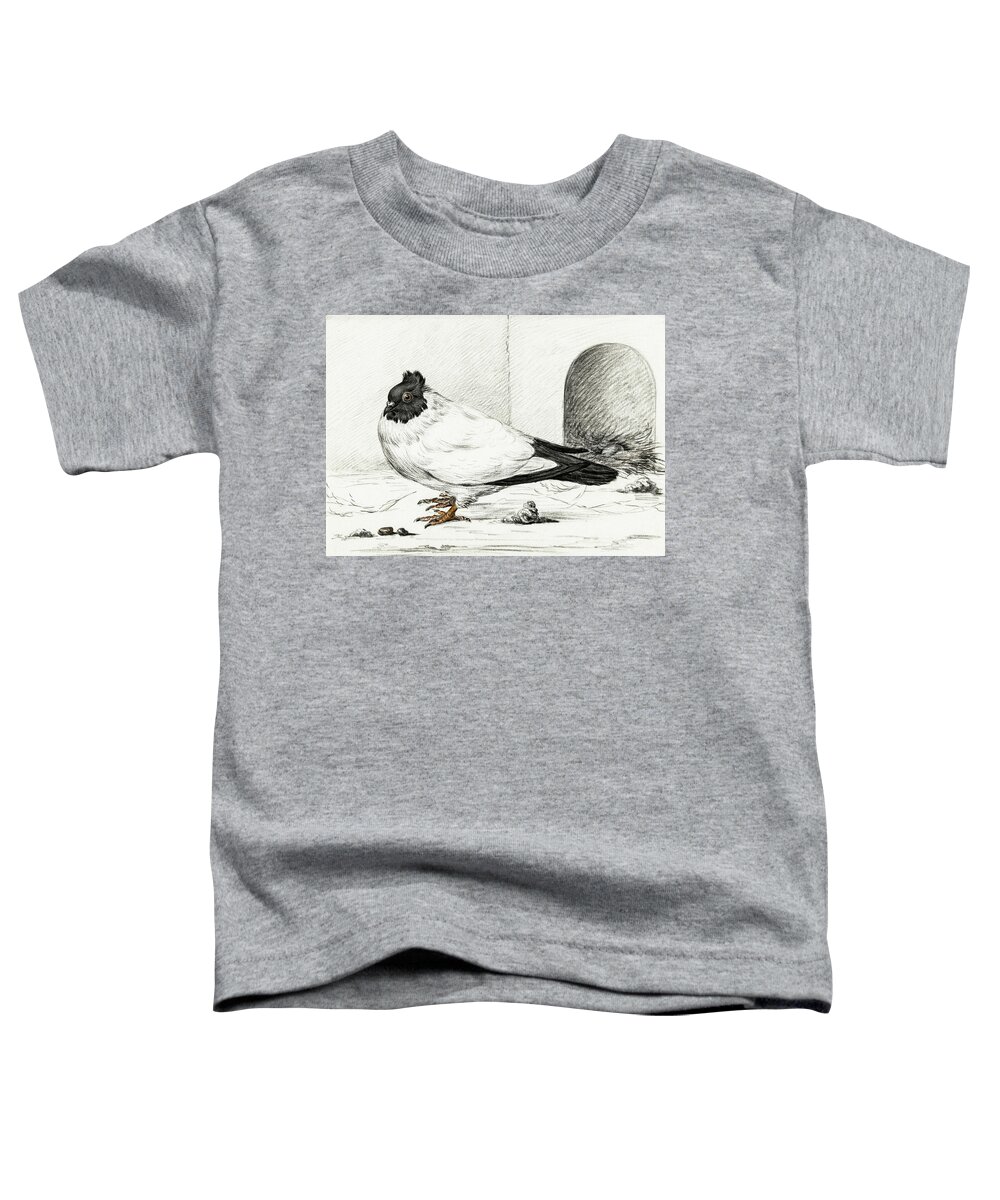 Animal Toddler T-Shirt featuring the painting Pigeon and a nest with an egg #1 by MotionAge Designs