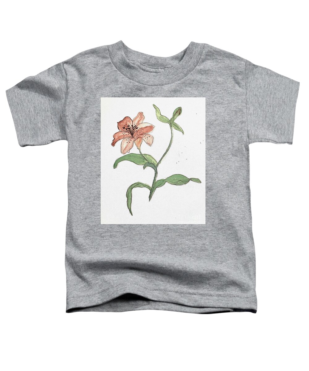 Dancing Lily Toddler T-Shirt featuring the painting Tiger Lily #1 by Margaret Welsh Willowsilk