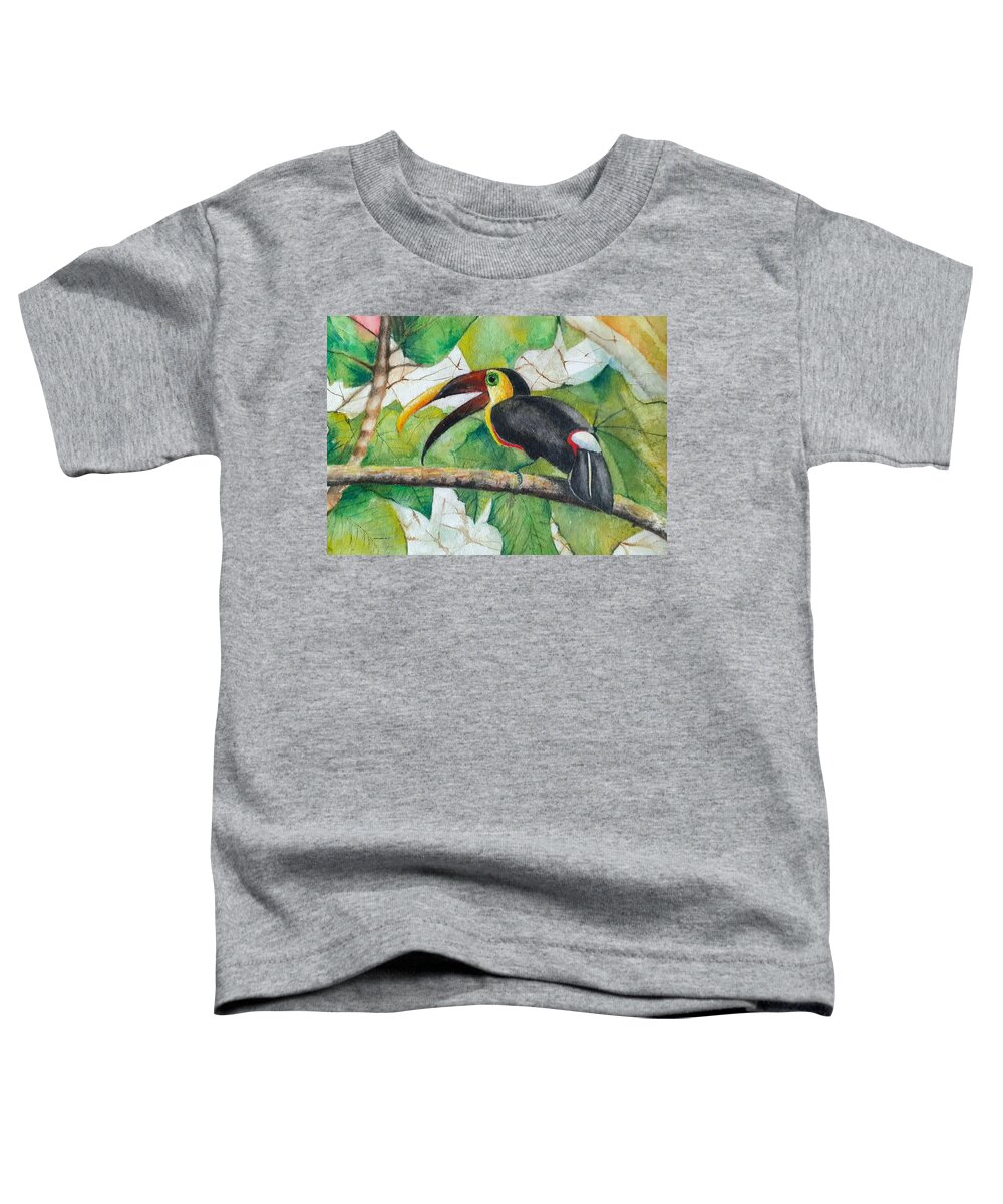 Watercolors Toddler T-Shirt featuring the painting Toucan #2 by Carolina Prieto Moreno