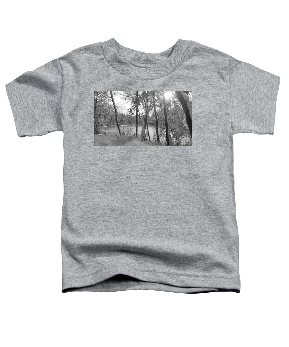 Winter Toddler T-Shirt featuring the painting Winter Dream - BW by Angie Braun