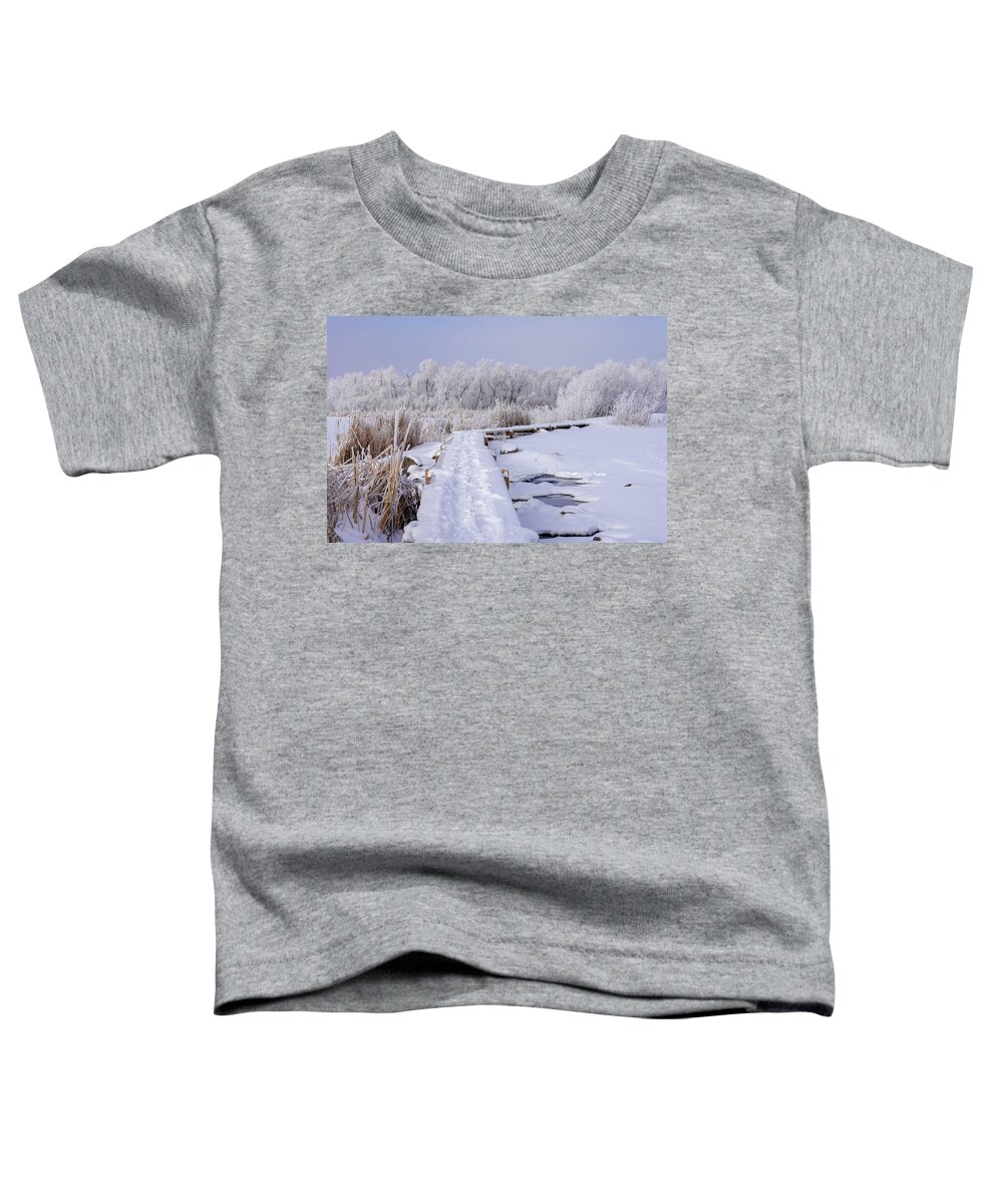 Lake Toddler T-Shirt featuring the photograph Winter Wonderland at Purgatory Creek #1 by Susan Rydberg