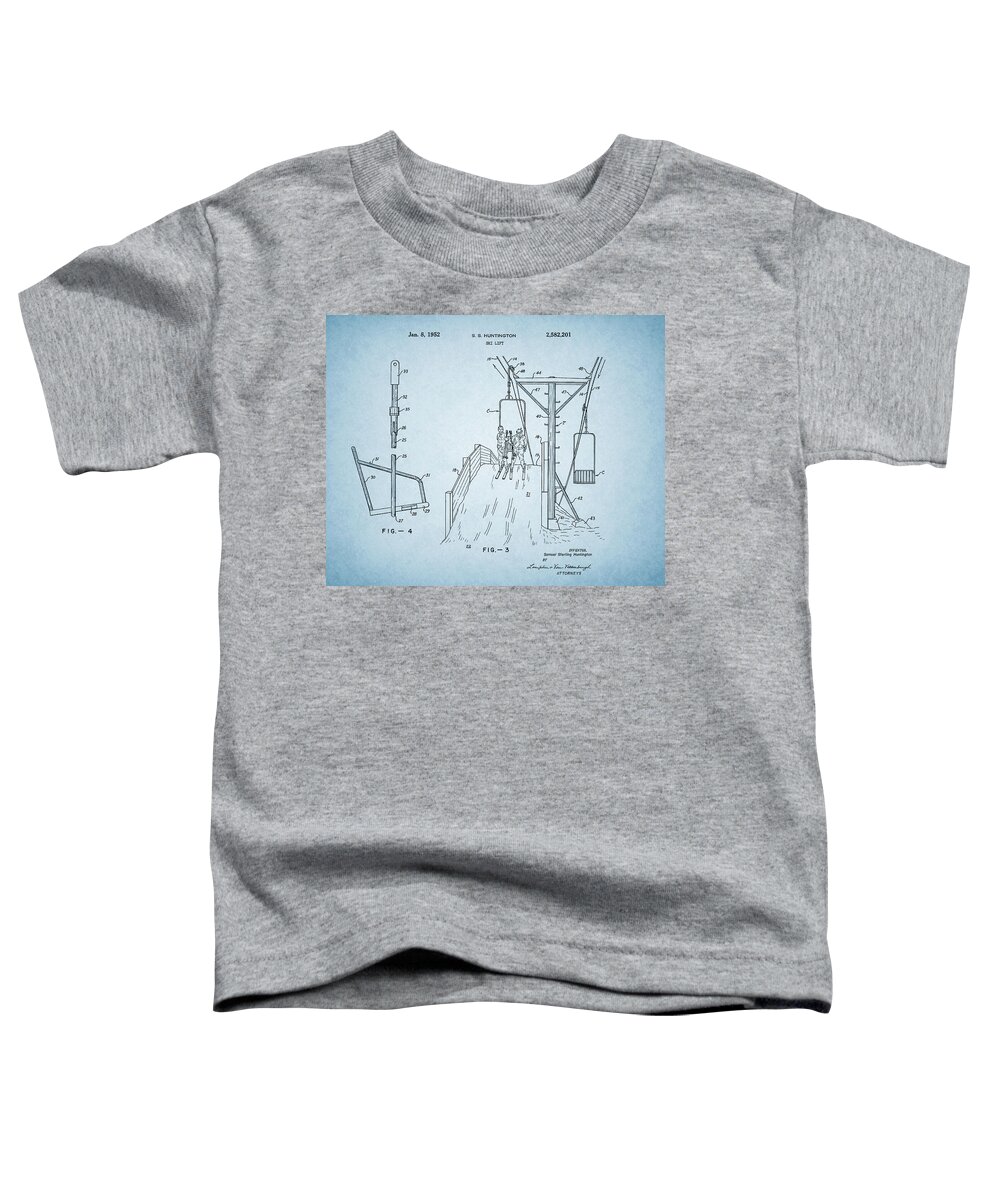 Ski Lift Toddler T-Shirt featuring the drawing 1952 Ski Lift Patent by Dan Sproul