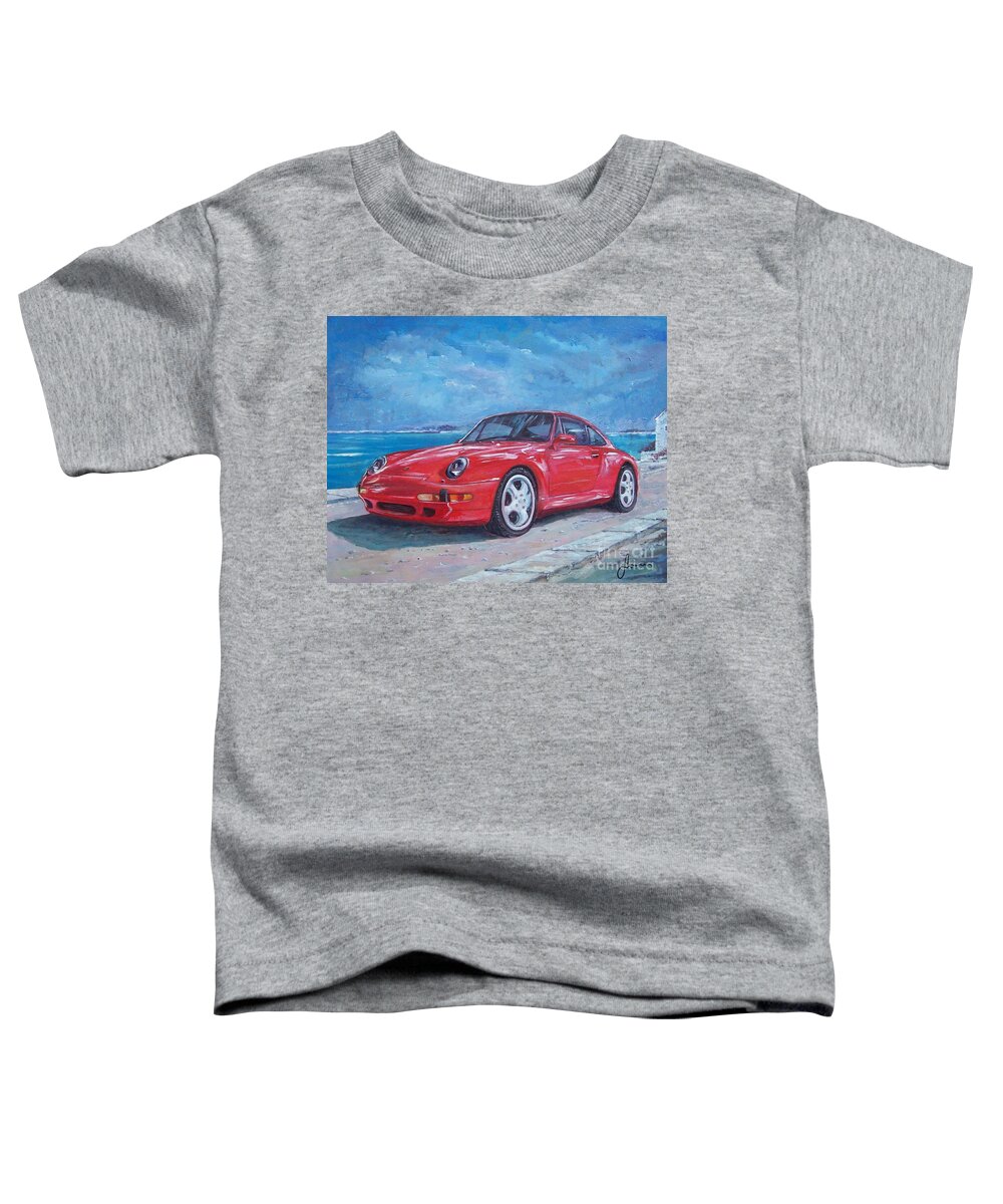Porsche Carrera 1997 Toddler T-Shirt featuring the painting 1997 Porsche Carrera S by Sinisa Saratlic