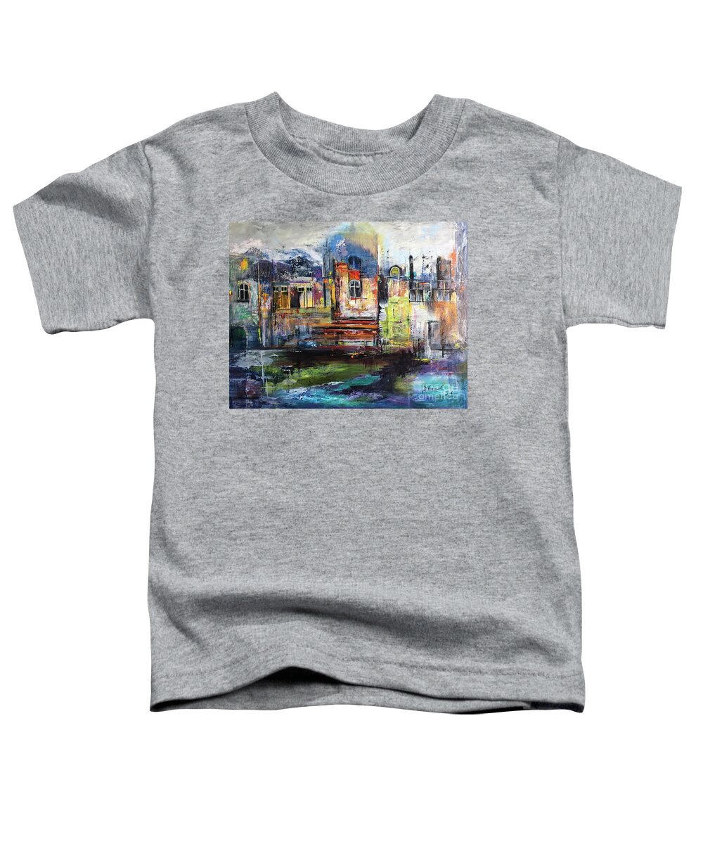 Oil Painting Toddler T-Shirt featuring the painting Night vision by Maria Karlosak