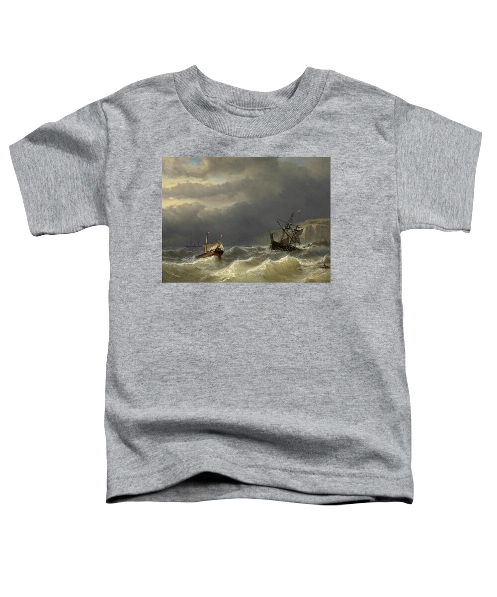 Louis Meijer Toddler T-Shirt featuring the painting Storm in the Strait of Dover #3 by Louis Meijer