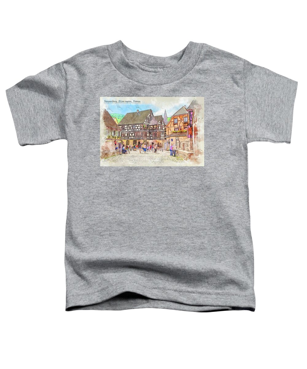 Artistic Toddler T-Shirt featuring the digital art France sketch #3 by Ariadna De Raadt