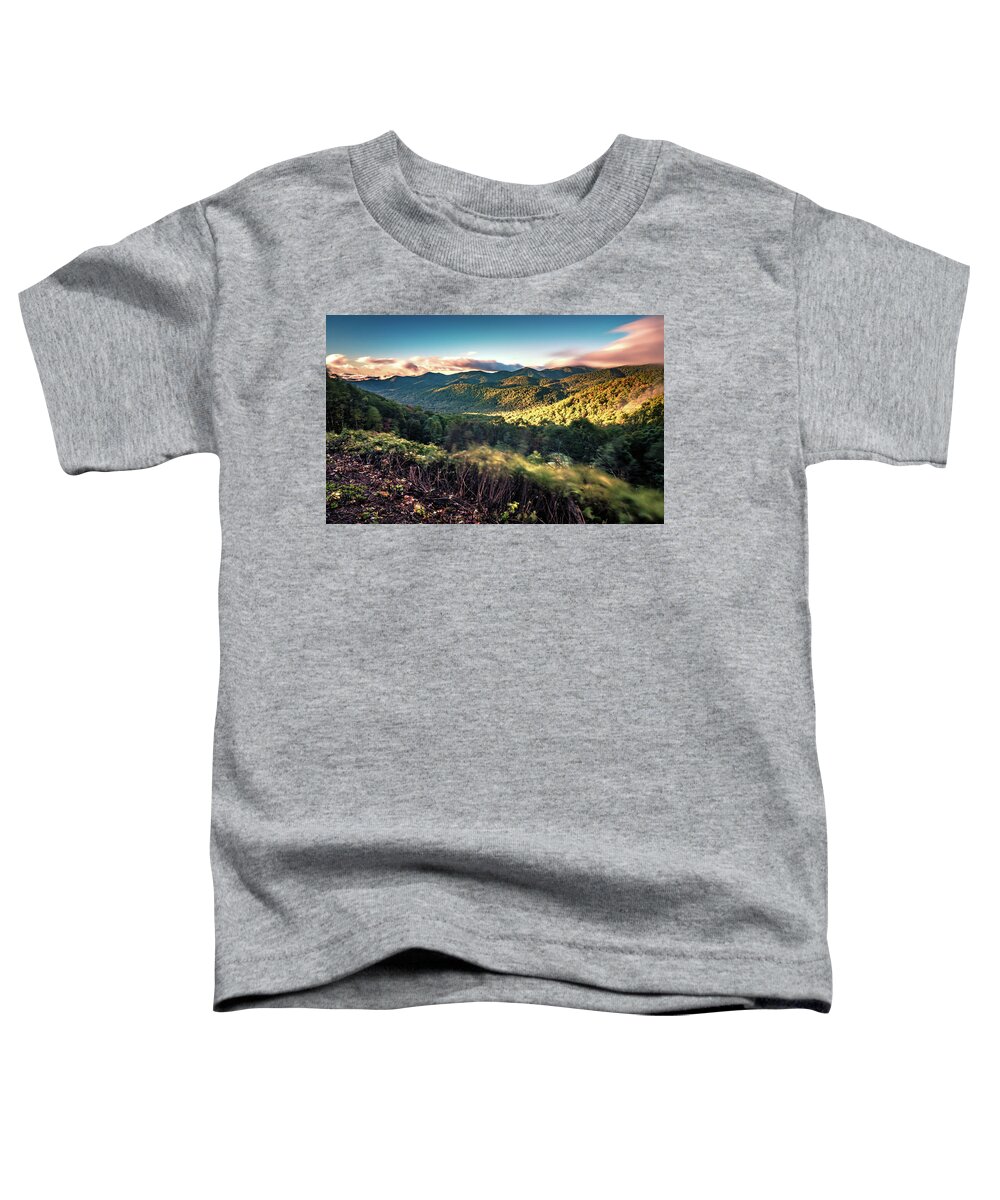 Hill Toddler T-Shirt featuring the photograph Morning Sunrise Ove Blue Ridge Parkway Mountains #3 by Alex Grichenko