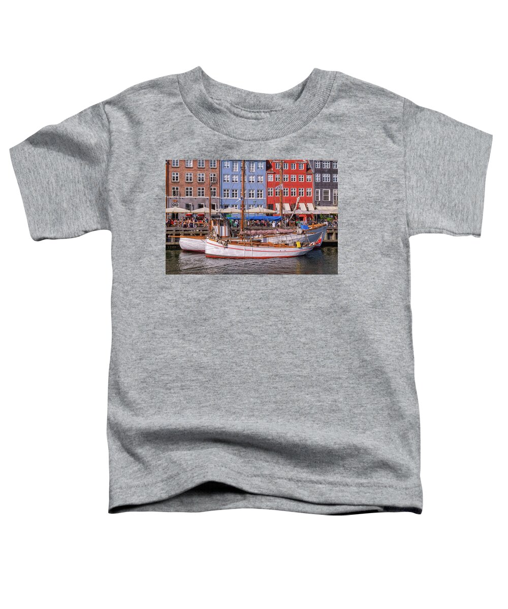 Nordic Toddler T-Shirt featuring the photograph Colorful buildings of Nyhavn in Copenhagen, Denmark #4 by Elenarts - Elena Duvernay photo