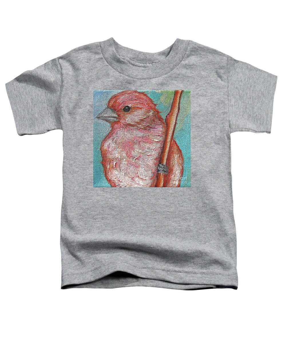 Bird Toddler T-Shirt featuring the painting 46 House Finch by Victoria Page