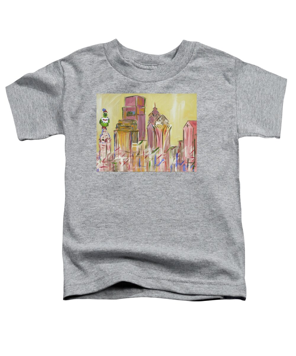 Philadelphia Toddler T-Shirt featuring the painting Philly Skyline with Phan by Britt Miller