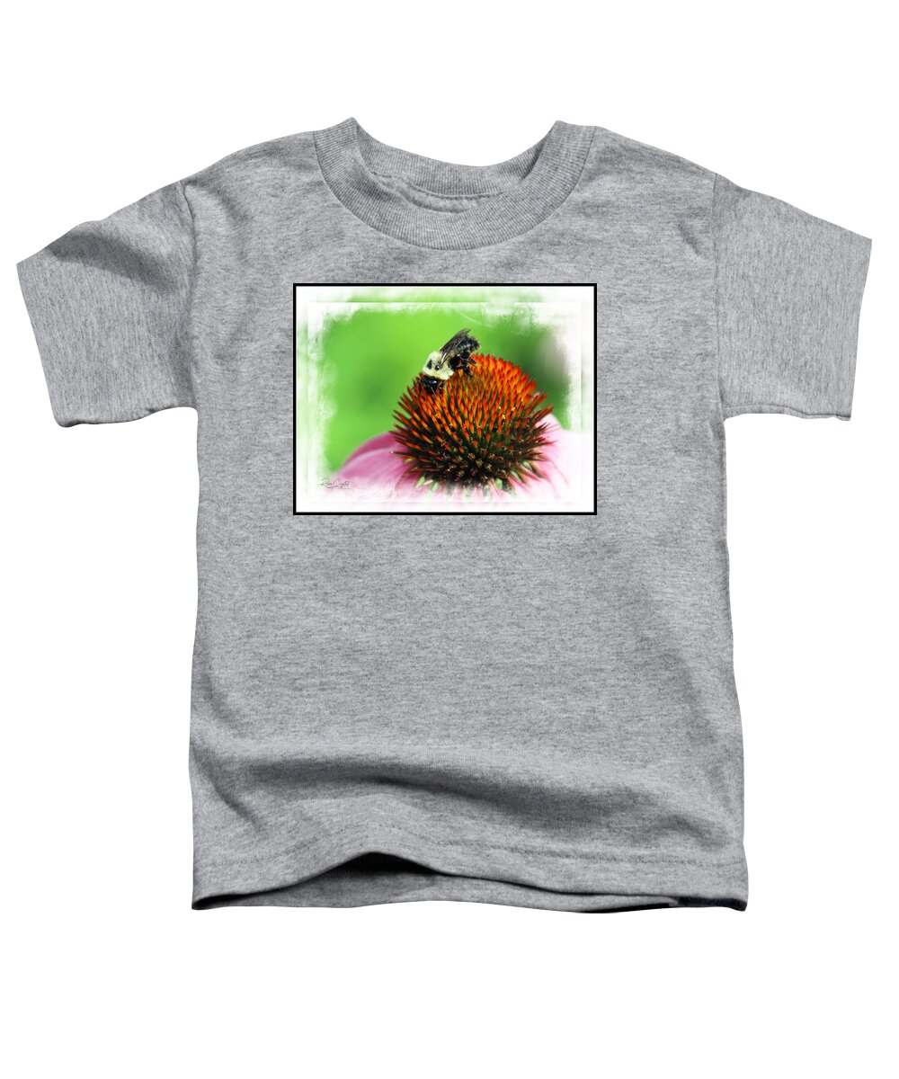 Cone Flower Toddler T-Shirt featuring the photograph A Bee Yootiful Thing by Rene Crystal