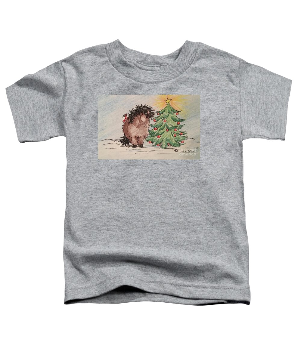 Christmas Toddler T-Shirt featuring the drawing A Christmas Pony for My Mom by Sheri Lauren