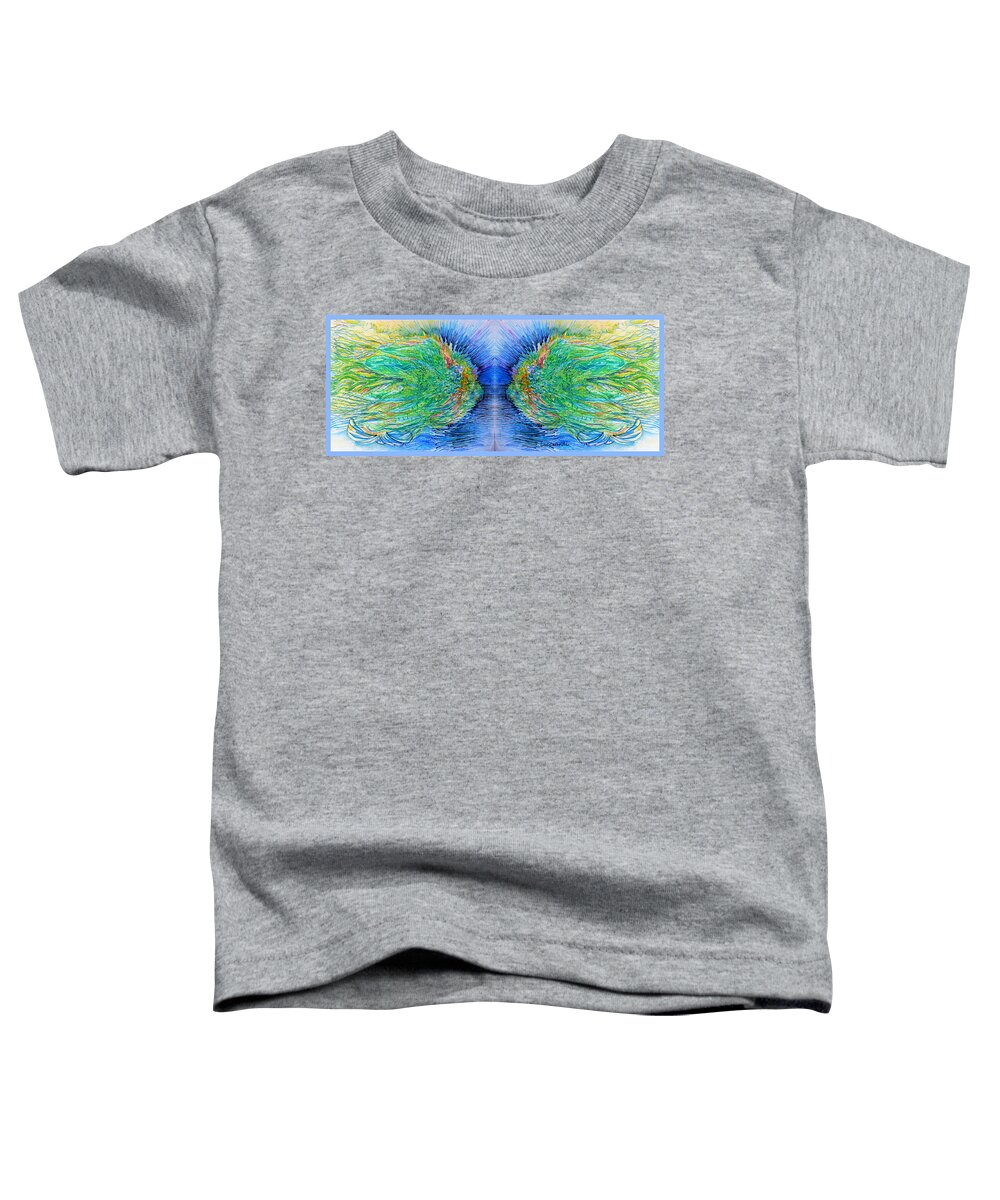 Blues And Greens Toddler T-Shirt featuring the drawing A Fishy Abstract by Rosanne Licciardi
