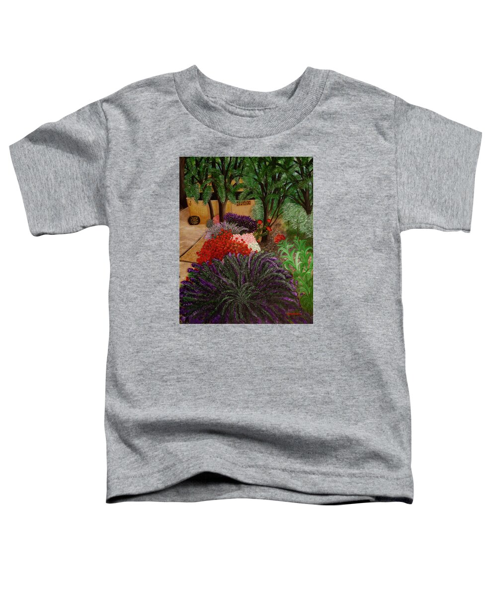 Floral Toddler T-Shirt featuring the painting A Garden to Remember by Donna Manaraze