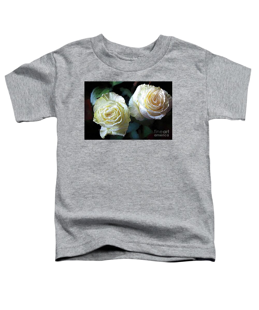 Floral Toddler T-Shirt featuring the photograph Painted White Roses by Diana Mary Sharpton