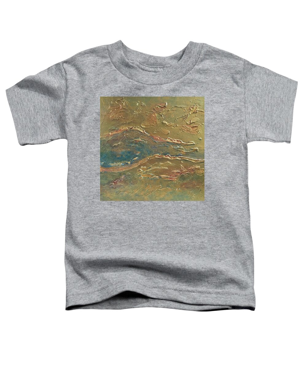 Gold Toddler T-Shirt featuring the painting A RIVER RUNS THROUGH IT Abstract in Gold by Lynnie Lang