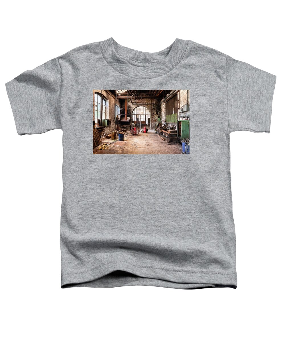 Abandoned Toddler T-Shirt featuring the photograph Abandoned Workspace by Roman Robroek