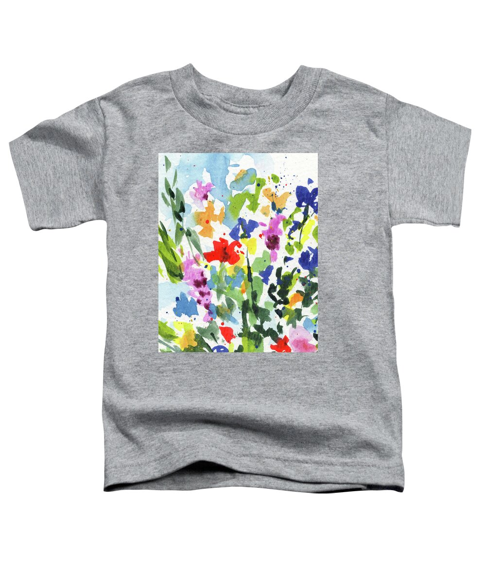 Abstract Flowers Toddler T-Shirt featuring the painting Abstract Burst Of Flowers Multicolor Splash Of Watercolor I by Irina Sztukowski