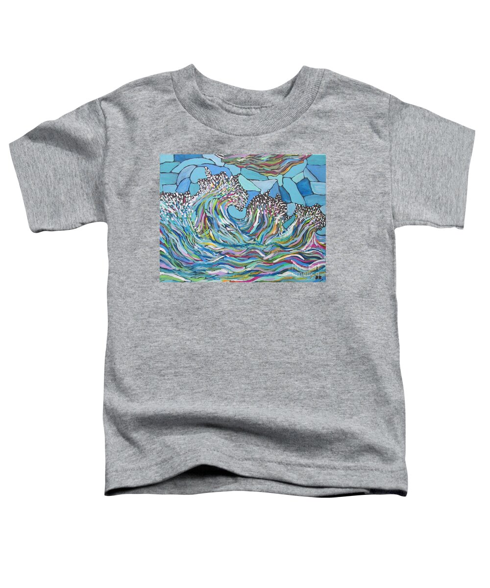 Waves Water Beach Lake Ocean Wave Nature Seascape Blue Decor Lobby Bag Mask Abstract Pattern Pillow Cushion Toddler T-Shirt featuring the painting Abstract Waves by Bradley Boug