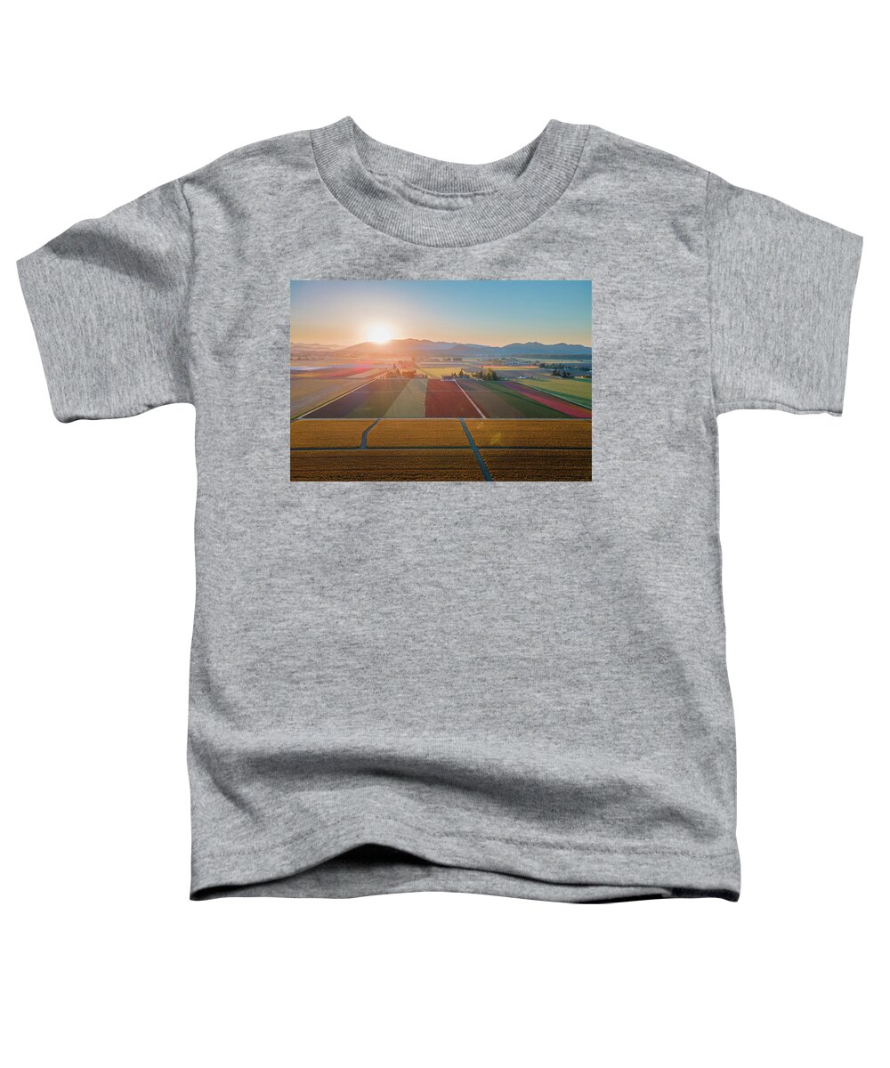 Skagit Valley Tulips Toddler T-Shirt featuring the photograph Aerial Tulips2 by Michael Rauwolf