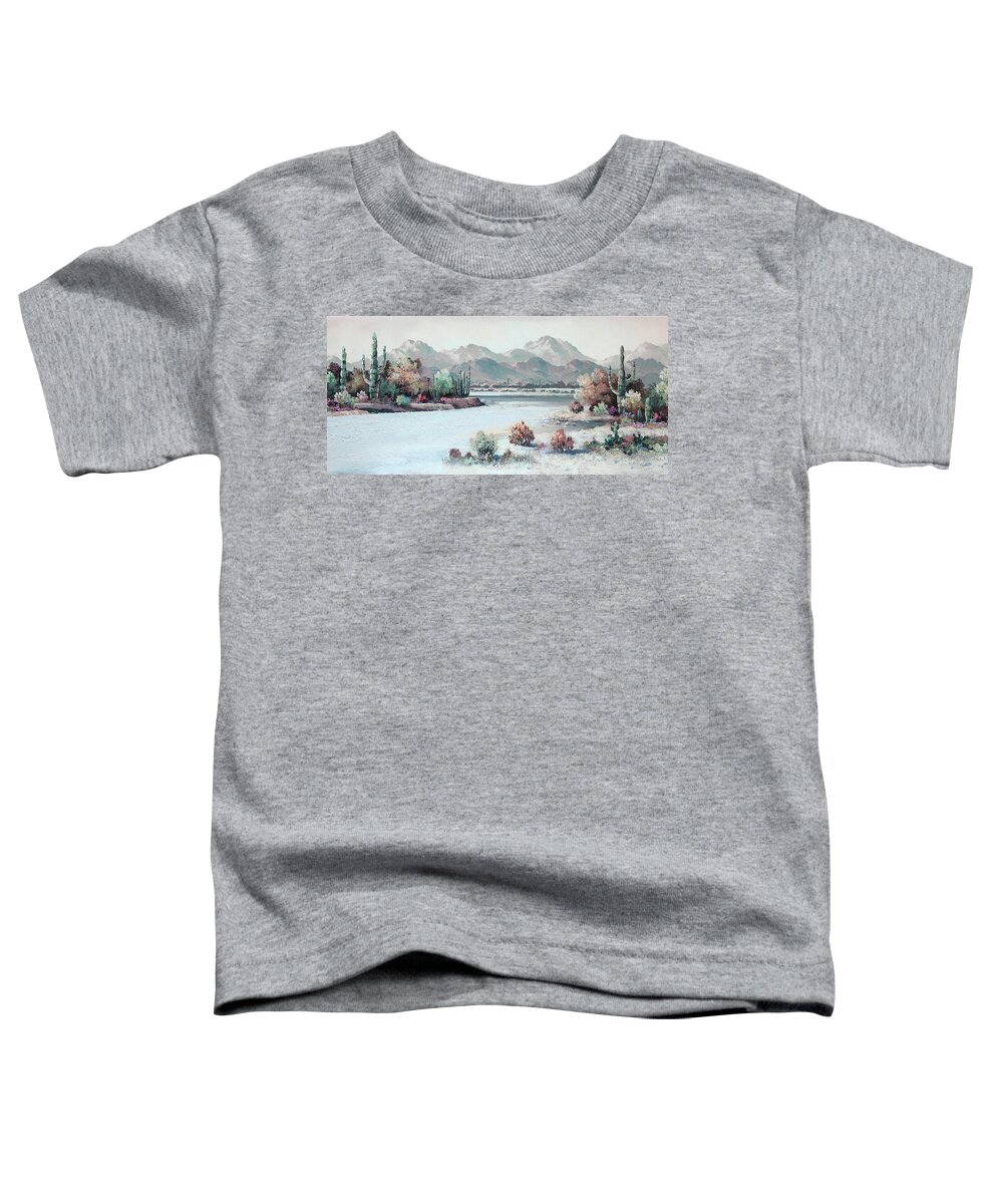 Desert Toddler T-Shirt featuring the painting Alone in the Desert by Leslie Porter