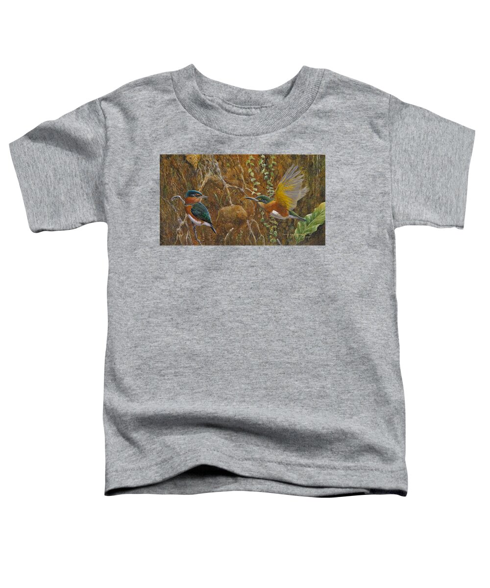 American Pygmy Kingfisher Toddler T-Shirt featuring the painting American Pygmy Kingfisher by Barry Kent MacKay
