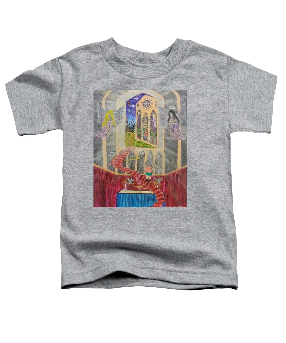 God Toddler T-Shirt featuring the mixed media An Adventure Begins by David Westwood