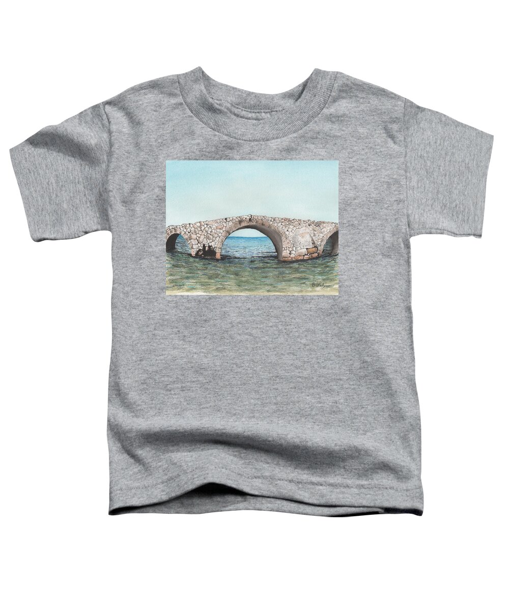 Ancient Bridge Toddler T-Shirt featuring the painting Ancient Bridge by Bob Labno