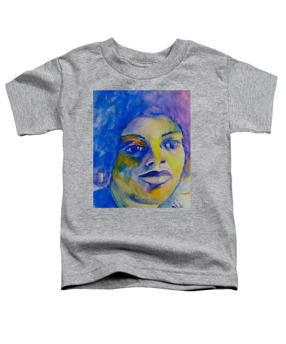 Angela Davis Toddler T-Shirt featuring the painting Angela Davis by Saundra Johnson