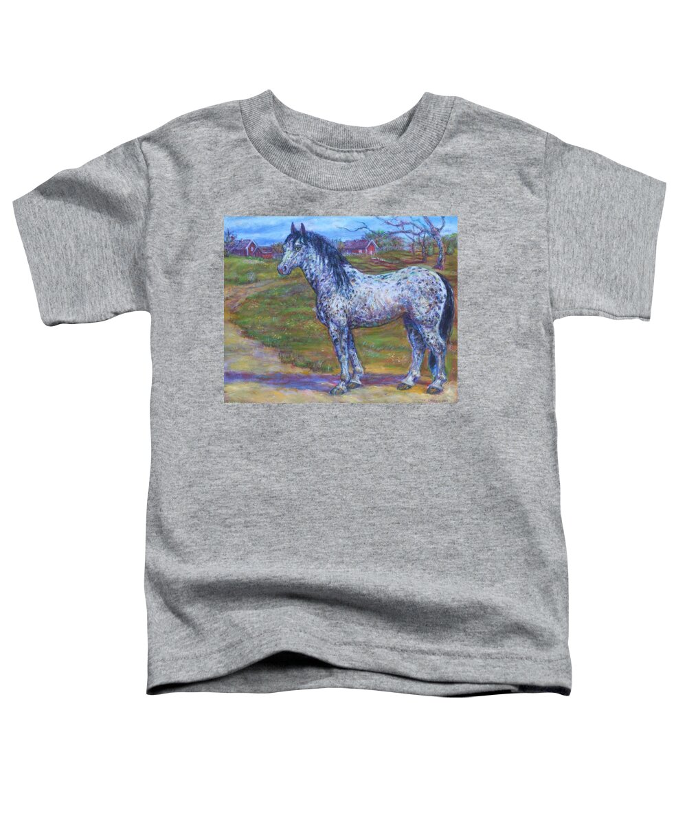 White Spotted Horse Appaloosa Horse Toddler T-Shirt featuring the painting Appaloosa Horse by Veronica Cassell vaz