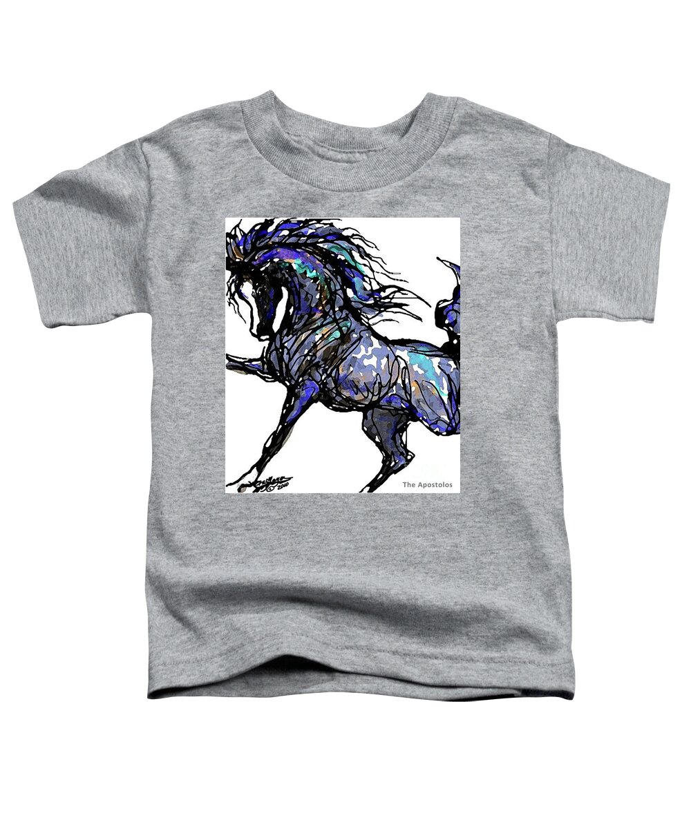 Horse Card Toddler T-Shirt featuring the digital art Arabian in Blue by Stacey Mayer