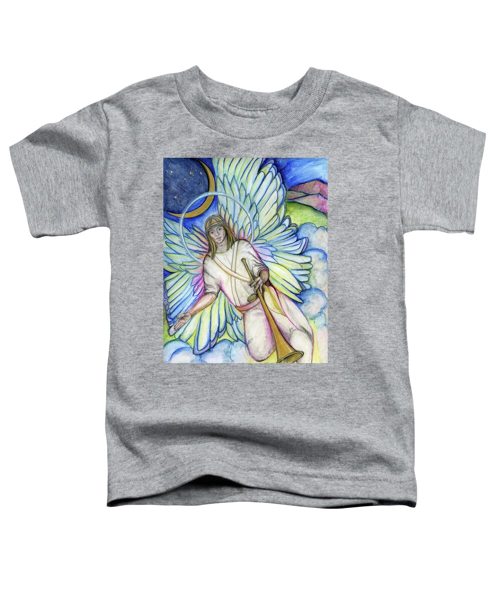 Archangel Toddler T-Shirt featuring the painting Archangel Gabriel by Jo Thomas Blaine