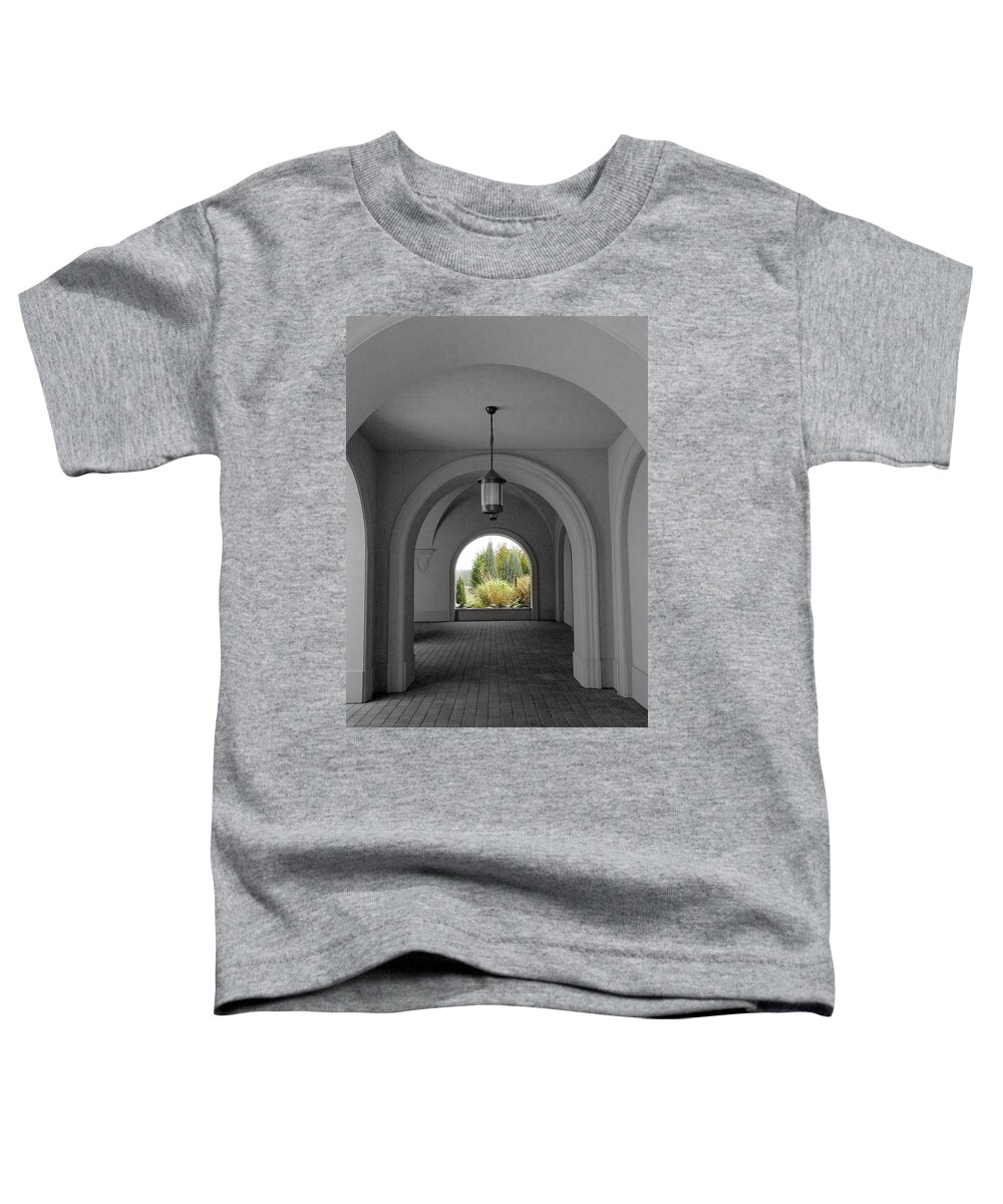 Arch Toddler T-Shirt featuring the photograph Arched Walkway with Selective Color by James C Richardson