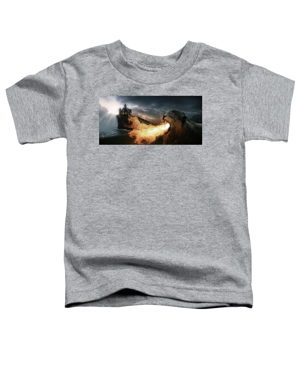 Lion Toddler T-Shirt featuring the digital art Art - Lion of Fire by Matthias Zegveld
