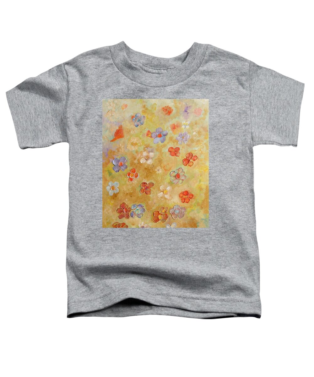 Wildflowers Toddler T-Shirt featuring the painting Sweet Golden Light by Angeles M Pomata