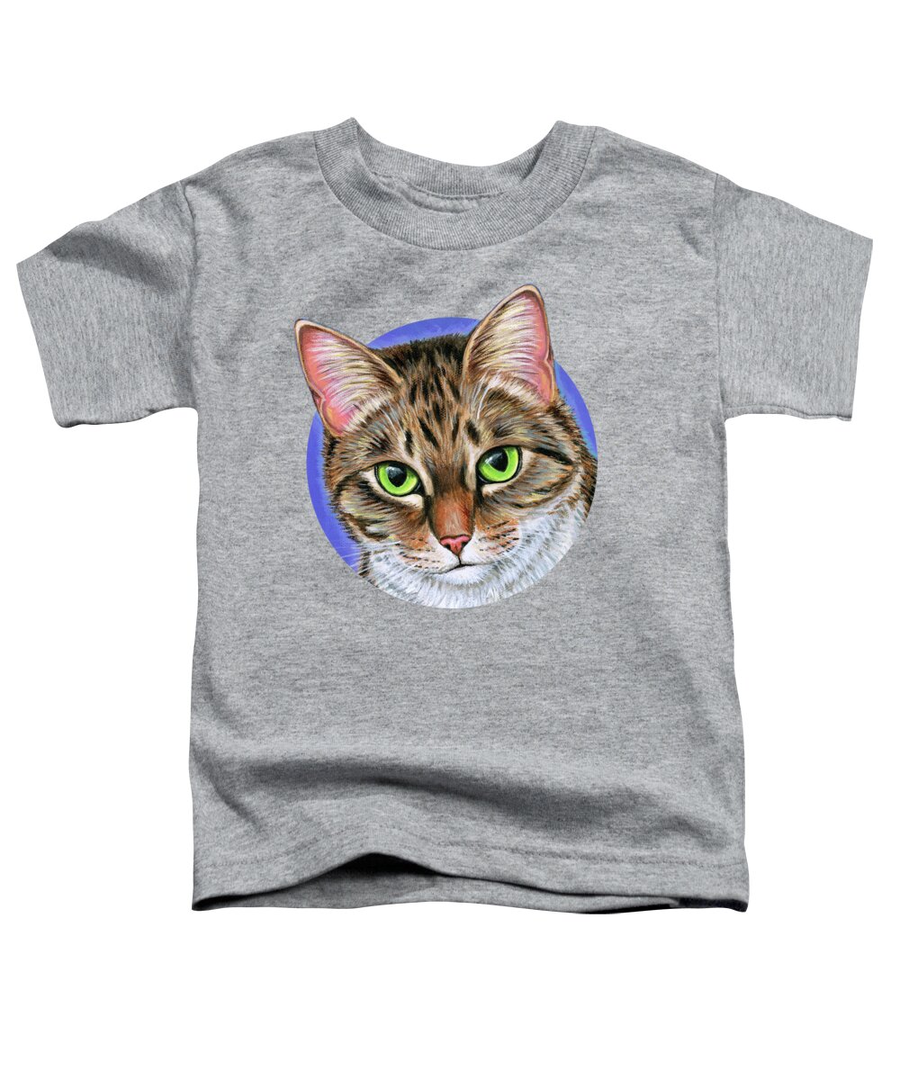Cat Toddler T-Shirt featuring the painting Aspen the Brown Tabby Cat by Rebecca Wang