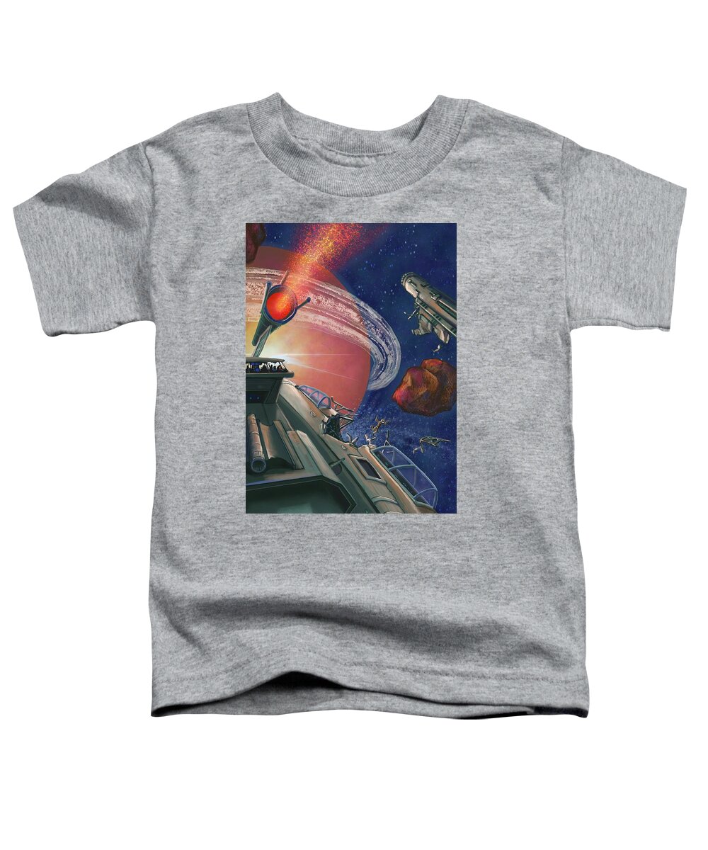 Outer Space Toddler T-Shirt featuring the painting Asteroid Event by Don Morgan