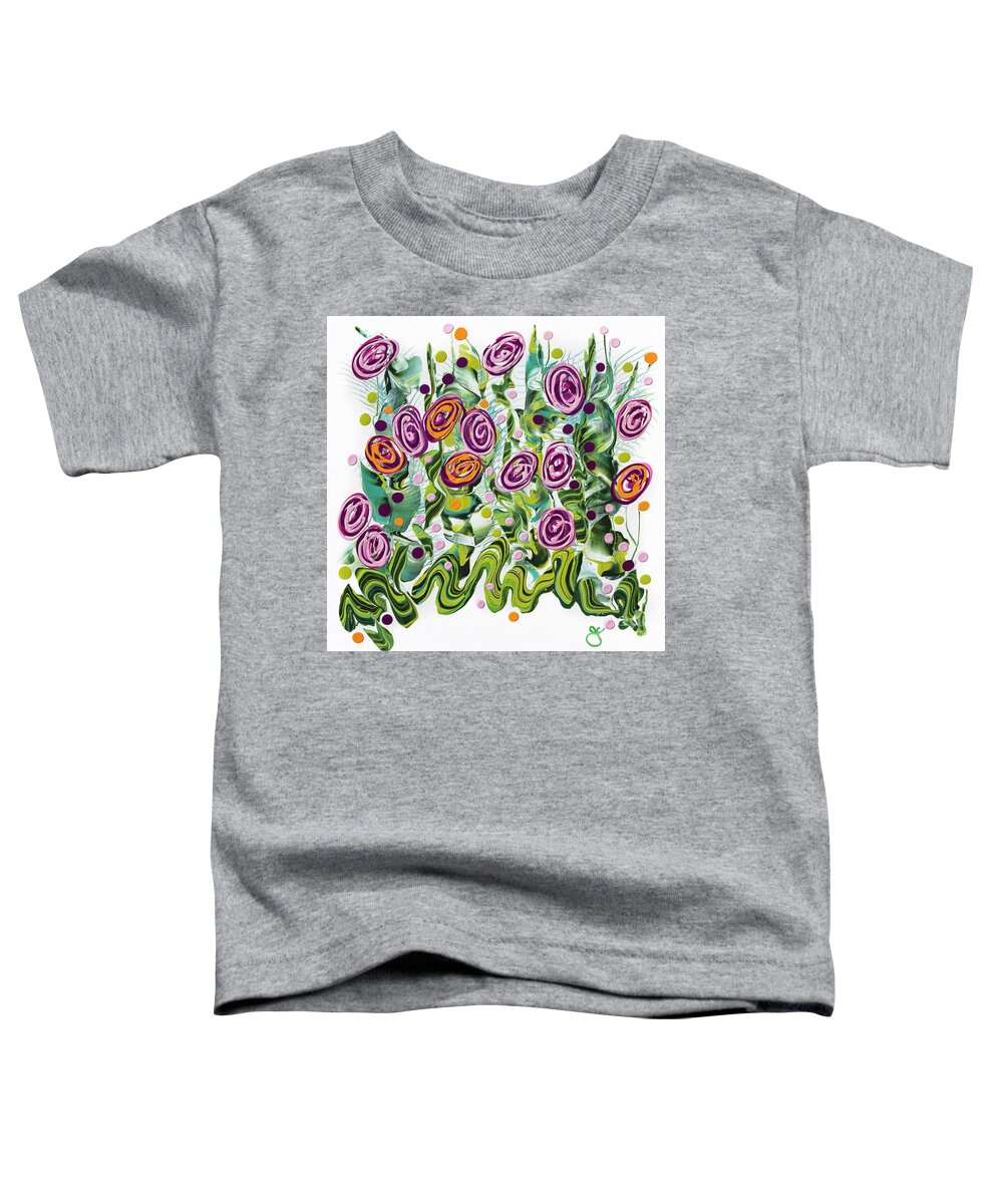 Abstract Flowers Toddler T-Shirt featuring the painting Backcountry Wildflowers by Jane Crabtree