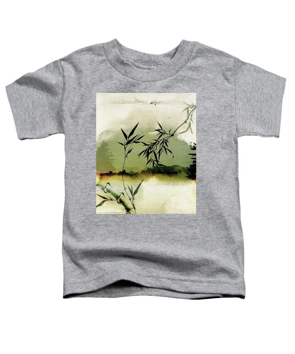 Sunsets Toddler T-Shirt featuring the mixed media Bamboo Sunsset by Colleen Taylor