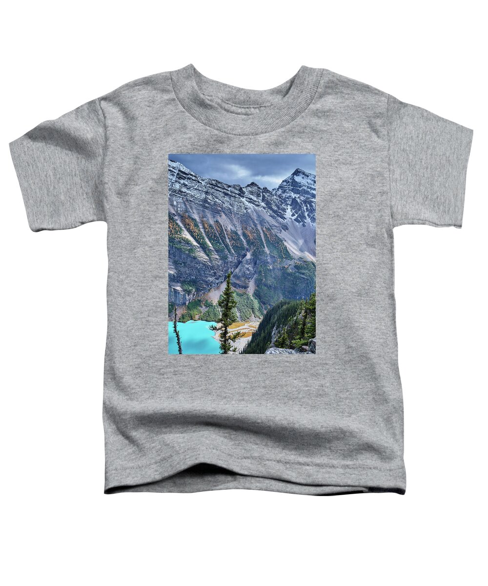 Banff Toddler T-Shirt featuring the photograph Banff Lake Louise Puzzle by Carl Marceau