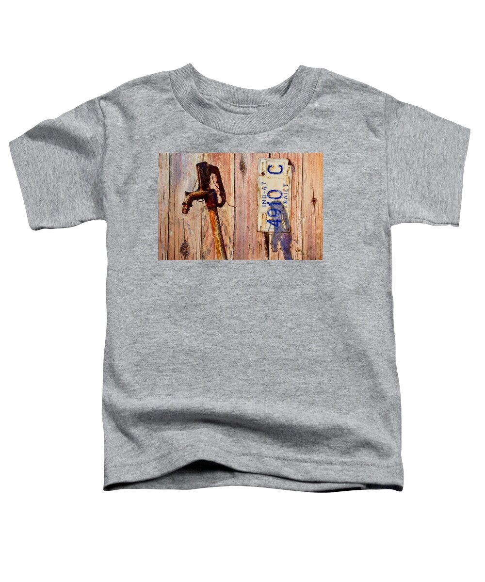 Old Barn Toddler T-Shirt featuring the painting Barn Repair by John Glass