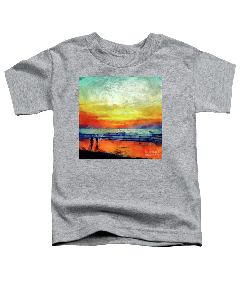 Beach Toddler T-Shirt featuring the digital art Beach At Sunset by Phil Perkins
