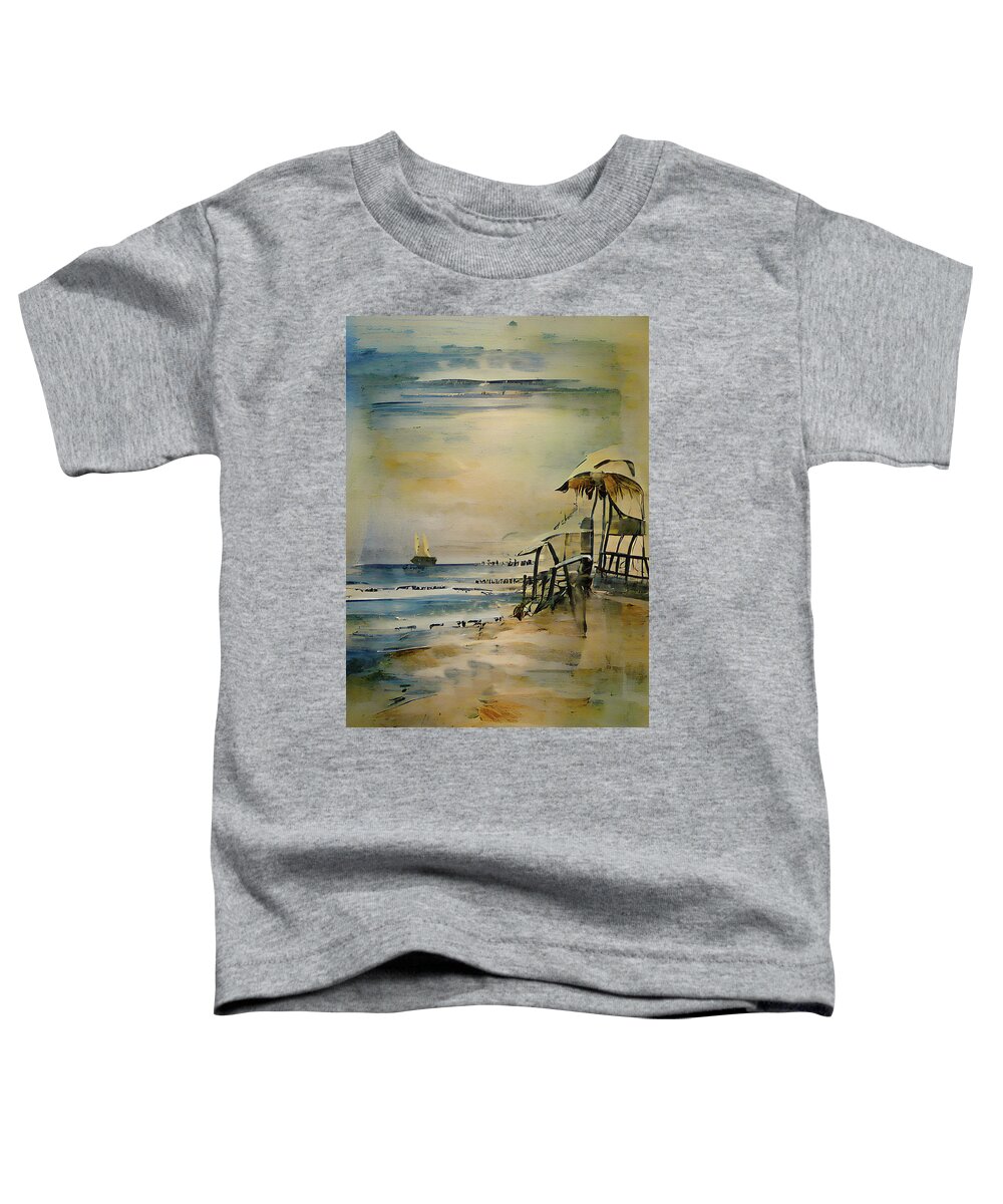 Beach Toddler T-Shirt featuring the painting Beach Dream Abstract Watercolor by David Dehner